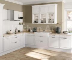 Cuisine rustique en bois Blanc Cristal avec Détails Modernes et Écologiques
