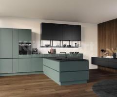 Cuisine moderne vert mat avec Éléments Noirs | Design Épuré avec étagères flottante - 2